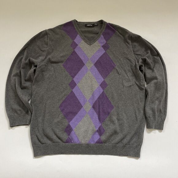 Claiborne Argyle Sweater Mens XXL Grandpa Academia V-Neck - Picture 1 of 8